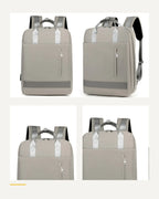 Detailübersicht des dunkelgrauen CityChic Rucksacks mit mehreren Nahansichten.