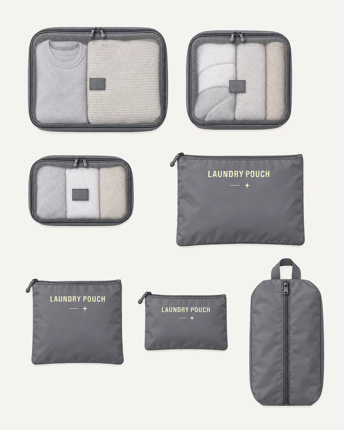 CARRYON X PackEase Reise-Organizer-Set in Grau.