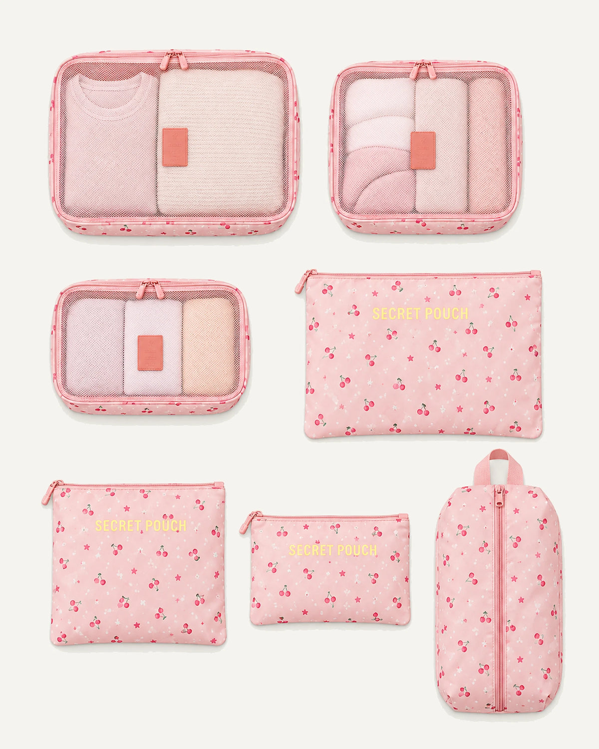CARRYON X PackEase Reise-Organizer-Set in Kirsche Pink.