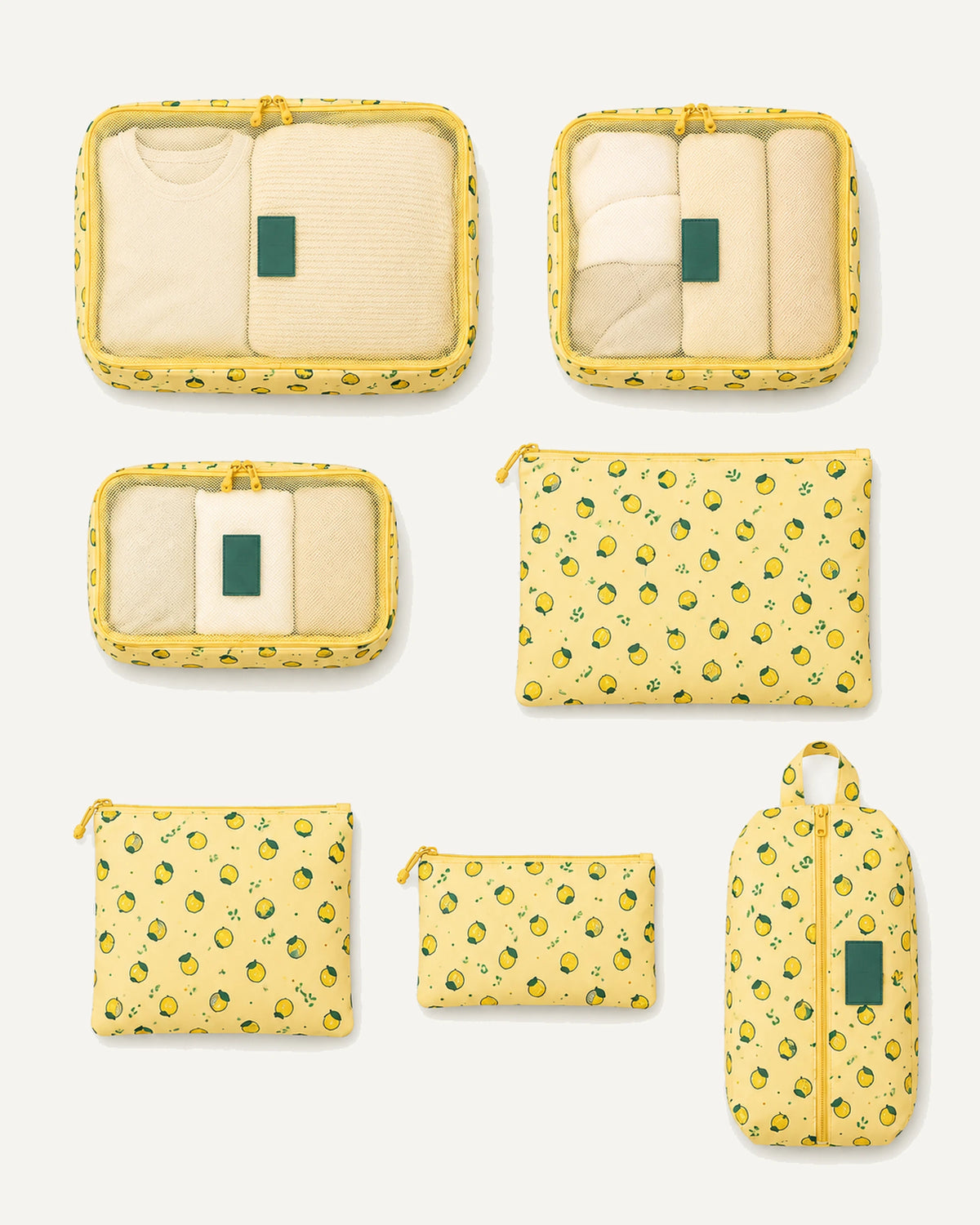 CARRYON X PackEase Reise-Organizer-Set in Zitronengelb.