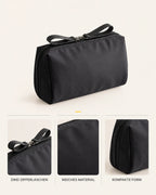 CARRYON X PocketGo Kosmetiktasche in Schwarz, mit Übersicht der sichtbaren Produktmerkmale.